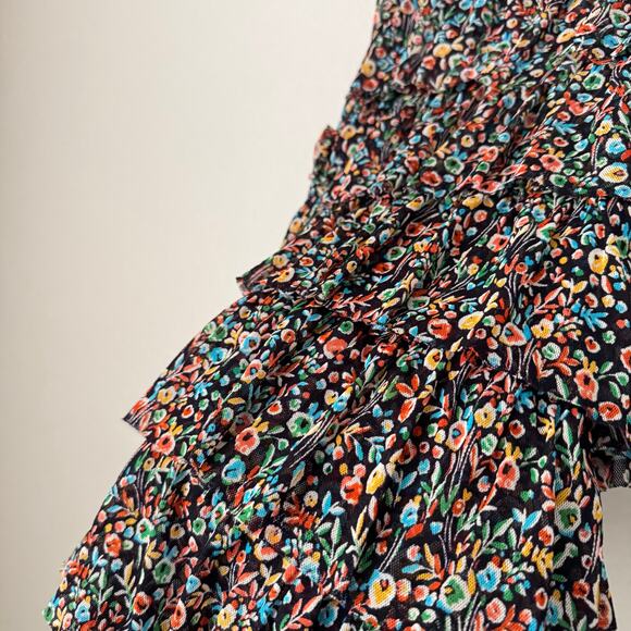 EXPRESS Womens Multicolor Nylon Ruffle Dress Mini Cocktail Going Out Size Medium - Picture 9 of 9